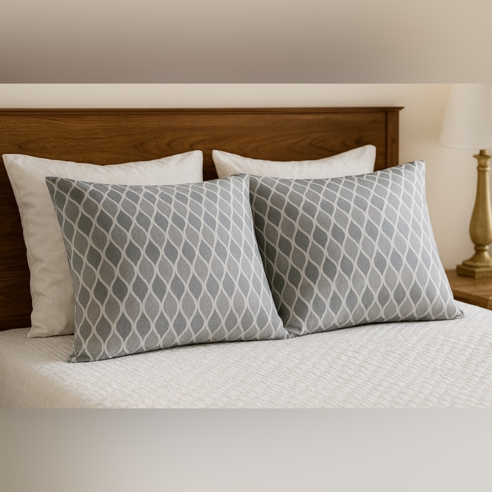 Sunbeam Microfiber Pillowcases 2-Pack Standard Gray White 20x30 New